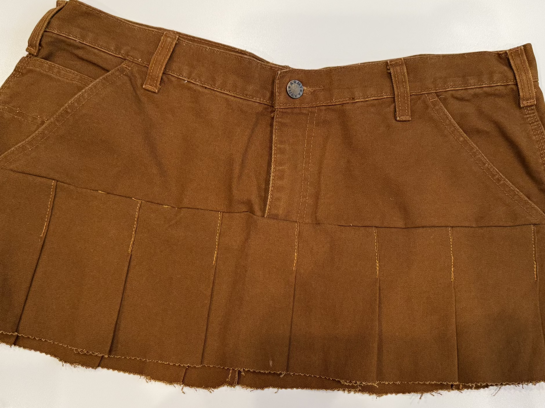 Reconstructed Pleated Skirt- Brown